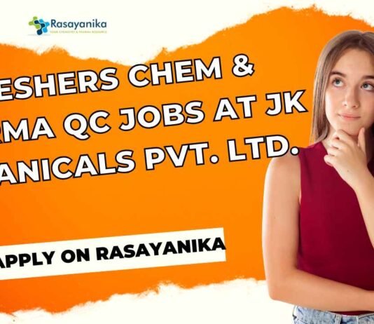Freshers Chem & Pharma QC Jobs