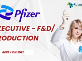 Pharma job at Pfizer, Executive - F&D Production, Apply Online!