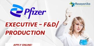 Pharma job at Pfizer, Executive - F&D Production, Apply Online!