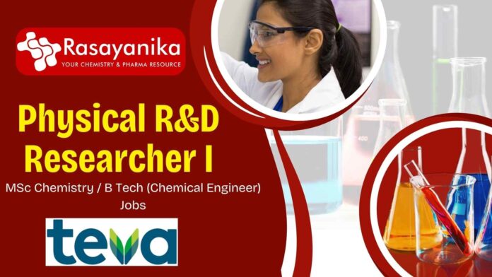 Physical R&D Researcher I Job at Teva Pharmaceuticals