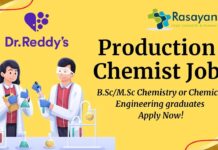 Production Chemist Job at Dr. Reddy’s – Apply in Hyderabad