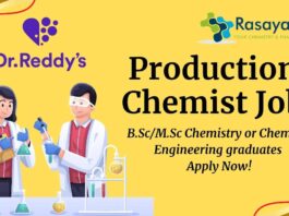 Production Chemist Job at Dr. Reddy’s – Apply in Hyderabad