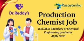 Production Chemist Job at Dr. Reddy’s – Apply in Hyderabad