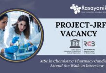 Project-JRF Vacancy at RCB – MSc in Chemistry/ Pharmacy Candidates Attend the Walk-in Interview on May 26