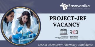 Project-JRF Vacancy at RCB – MSc in Chemistry/ Pharmacy Candidates Attend the Walk-in Interview on May 26