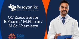 QC Executive for B.Pharm / M.Pharm / M.Sc.Chemistry