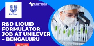 R&D Liquid Formulator Job at Unilever – Bengaluru Apply Now