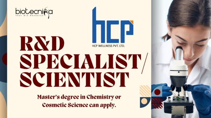R&D SpecialistScientist - at HCP Wellness, a Master’s degree in Chemistry or Cosmetic Science can apply.