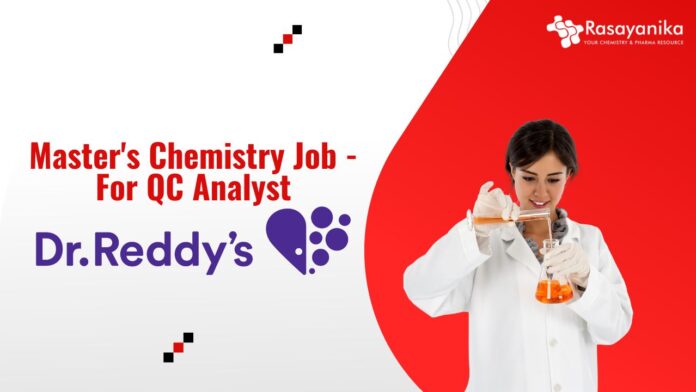Master's Chemistry Job - For QC Analyst