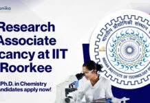 Research Associate vacancy at IIT Roorkee - Ph.D. in Chemistry candidates apply now!