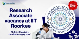 Research Associate vacancy at IIT Roorkee - Ph.D. in Chemistry candidates apply now!