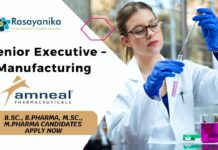 Senior Executive – Manufacturing Job at Amneal Pharma! B.Sc., B.Pharma, M.Sc., M.Pharma Candidates Apply Now