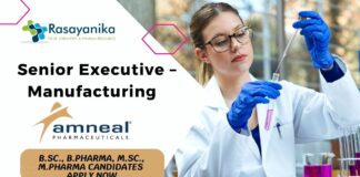 Senior Executive – Manufacturing Job at Amneal Pharma! B.Sc., B.Pharma, M.Sc., M.Pharma Candidates Apply Now