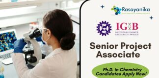 Senior Project Associate at CSIR-IGIB l Ph.D. in Chemistry Candidates Apply Now!