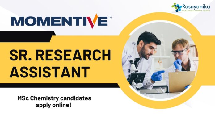 Sr. Research Assistant at Momentive, MSc Chemistry candidates apply online!