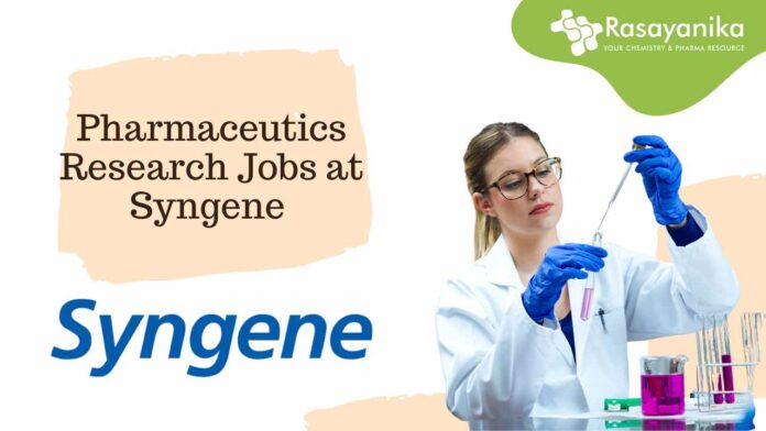 Pharmaceutics Research Jobs at Syngene