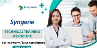 Syngene Technical Training Associate Job