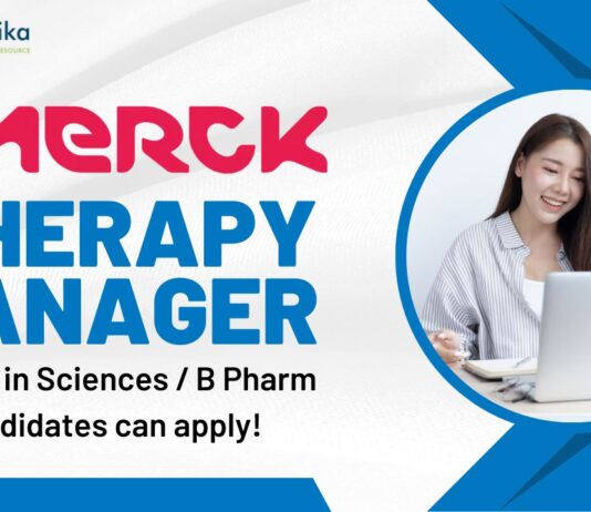Therapy Manager at Merk, Degree in Sciences B Pharm candidates can apply!