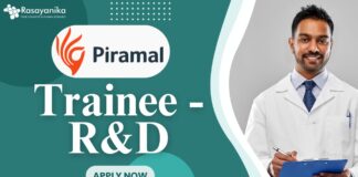 Chemistry Trainee R&D at Piramal, MSc Apply Online