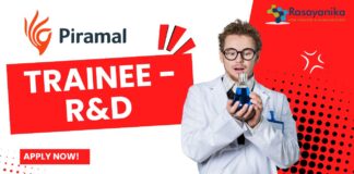 Trainee - R&D at Piramal, Master's in Chemistry Organic Chemistry candidates can apply now!