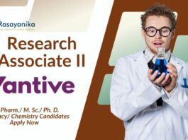 Vantive Research Associate II –M. Pharm./ M. Sc./ Ph. D. Pharmacy/ Chemistry Candidates Apply Now  