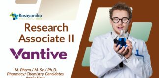 Vantive Research Associate II –M. Pharm./ M. Sc./ Ph. D. Pharmacy/ Chemistry Candidates Apply Now  