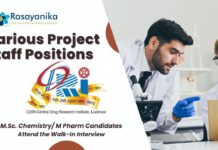 Various Project Staff Positions at CSIR-CDRI– M.Sc. Chemistry/ M Pharm Candidates Attend the Walk-In Interview 