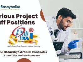 Various Project Staff Positions at CSIR-CDRI– M.Sc. Chemistry/ M Pharm Candidates Attend the Walk-In Interview 