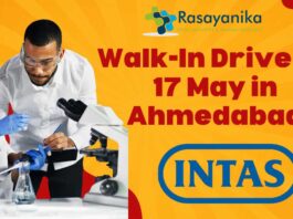 Walk-In Drive at Intas Pharma on 17 May in Ahmedabad