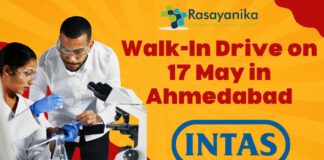 Walk-In Drive at Intas Pharma on 17 May in Ahmedabad