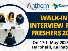 Walk-In Interview at Anthem Biosciences for Freshers 2025