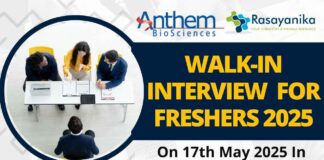 Walk-In Interview at Anthem Biosciences for Freshers 2025