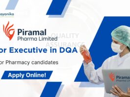 Piramal QA Job as Senior Executive in DQA, Pharmacy candidates!
