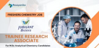 Freshers Chemistry Job at Jubilant as Trainee Research Associate!