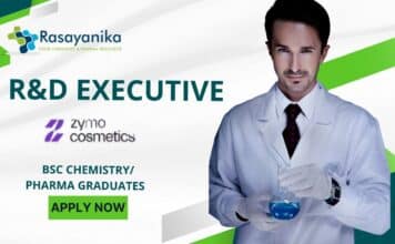 Zymo Cosmetics R&D Executive! Chemistry/ Pharma Graduates Apply Now Zymo Cosmetics R&D Executive in Ahmedabad! BSc Chemistry Pharma Graduates Apply Now