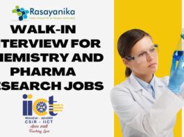 walk-in interview for chemistry and pharma research jobs