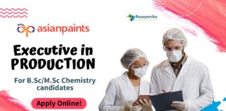 Asian Paints Executive Job for B.Sc/M.Sc Chemistry - Apply Now!