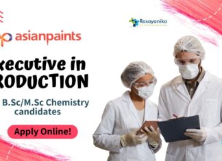 Asian Paints Executive Job for B.Sc/M.Sc Chemistry - Apply Now!