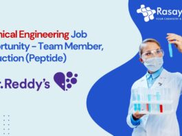 Chemical Engineering Job Opportunity - Team Member, Production (Peptide)