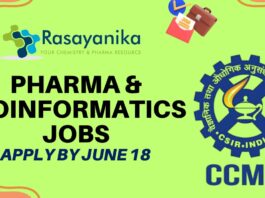 CSIR-CCMB Pharma & Bioinformatics Jobs Apply by June 18