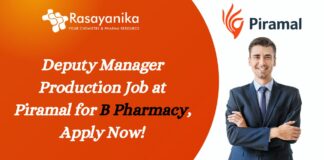 Deputy Manager Production Job - at Piramal