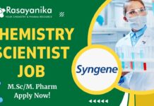 Discovery Chemistry Scientist Job at Syngene – Apply Now!