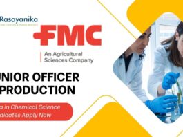 FMC Panoli Junior Officer – Production Job | Diploma in Chemical Science Candidates Apply Now