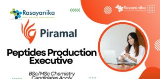 Peptides Production Executive at Piramal l BSc/MSc Chemistry Candidates Apply