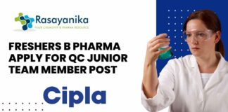 QC Junior Team Member at Cipla | Freshers B Pharma Candidates Apply Now!