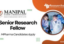 MAHE Manipal Senior Research Fellow Job – MPharma Candidates Apply