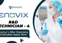 R&D Technician - 4 Job Role at ENOVIX | Fresher's MSc Chemistry Graduates Apply Now