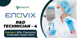 R&D Technician - 4 Job Role at ENOVIX | Fresher's MSc Chemistry Graduates Apply Now