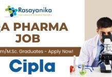 QA Pharma Job in Sikkim for B.PharmM.Sc. Graduates