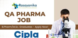 QA Pharma Job in Sikkim for B.PharmM.Sc. Graduates